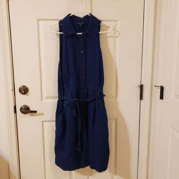 Banana Republic Denim Linen/Cotton BUTTON DOWN BERMUDA ROMPER -  size 18 - Picture 1 of 12